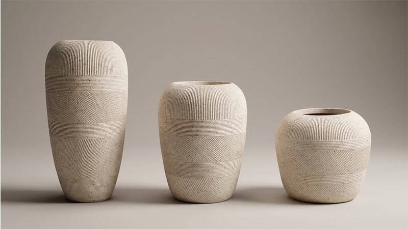LOA-0290 Fiberglass Planter Set LOA-0290 Tall Grey Fiberglass Planter with Textured Finish