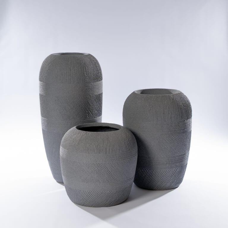 LOA-0290 Grey Fiberglass Planter with Textured Finish