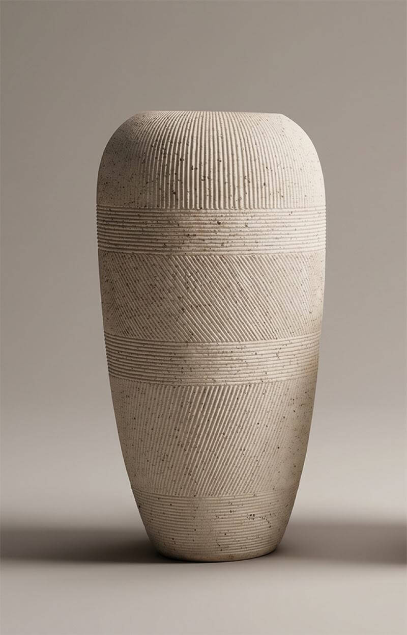 LOA-0290 Tall Fiberglass Planter LOA-0290 Tall Beige Textured Fiberglass Planter 50 × 50 × 105 cm